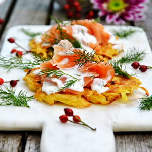 Reibekuchen mit Räucherlachs