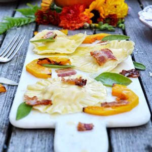 Ravioli mit Kürbis-Ricotta Füllung